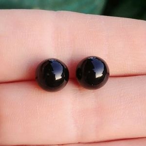 10k Yellow Gold Polished 8mm Onyx Stud Earrings